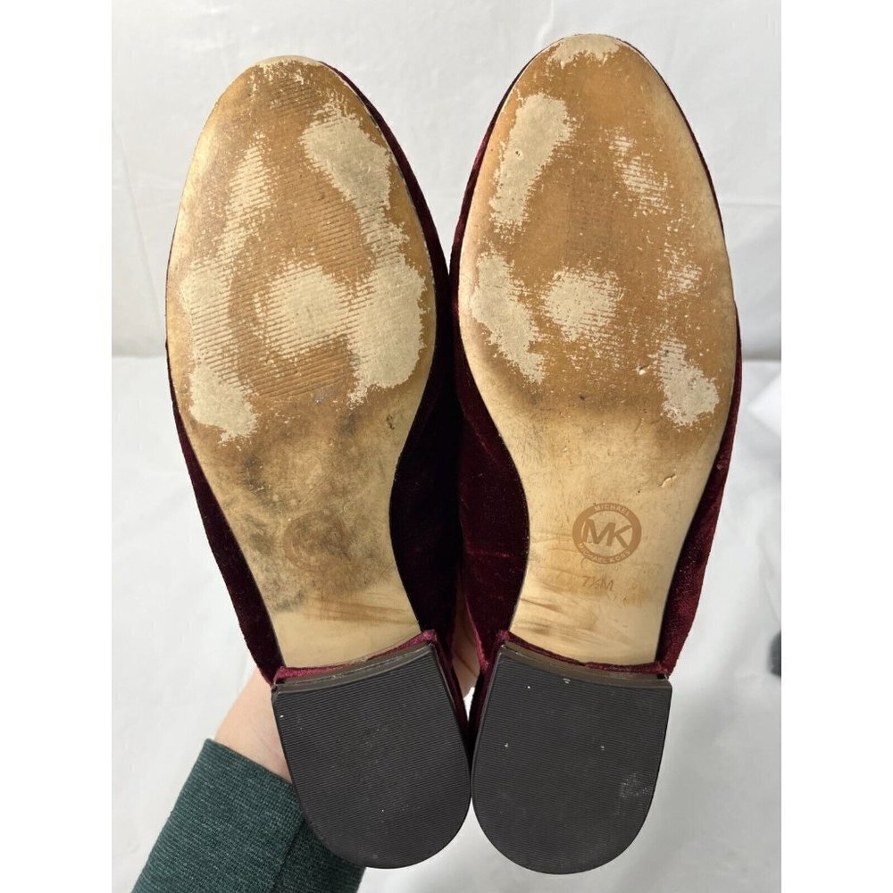Michael Kors Womens 7.5 Shoes Edie Embellished Velvet Slide Slip-Ons Burgundy - Picture 6 of 14